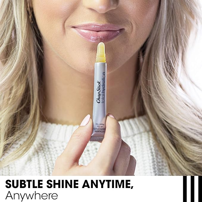 Chapstick Total Hydration VitaminEnriched Lip Oil Lip Care Oz, Non-Tinted, Peach Tea, 0.23 Ounce-VivaGrace Women