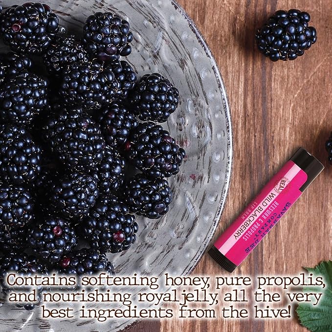 Savannah Bee Lip Balm Hanger 0.15 oz - Invigorating Mint Flavor - Natural Ingredients for Supple, Soft Lips - Convenient Hanger Design (.15 Oz, Wild Blackberry)-VivaGrace Women