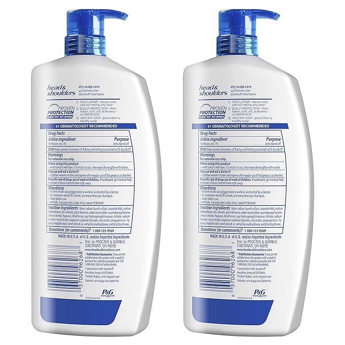 Head and Shoulders Shampoo, Daily-Use Anti-Dandruff Paraben Free Treatment, Dry Scalp Care with Almond Oil, 32.1 fl oz, Twin Pack (Pack of 2)-VivaGrace Women