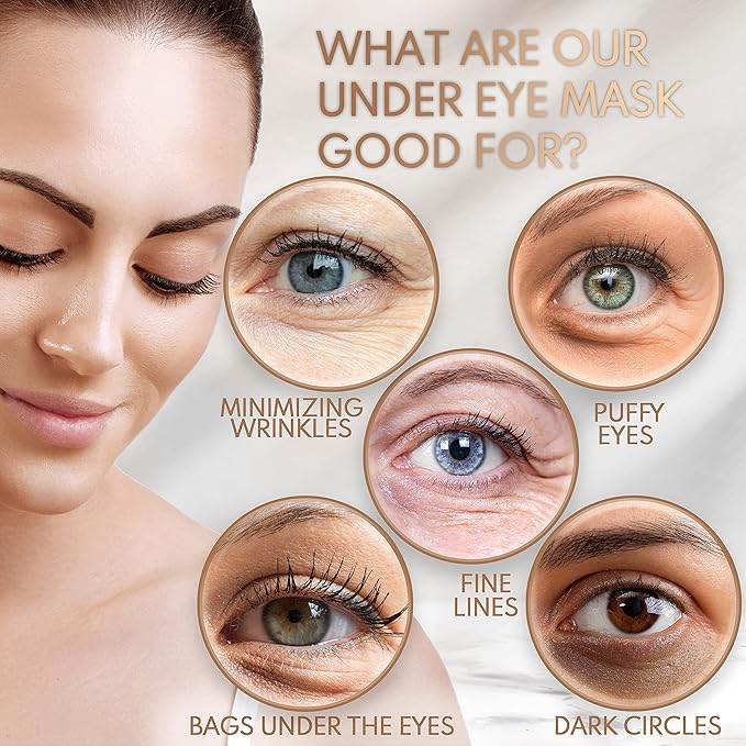 Under Eye Anti-Aging Eye Mask Collagen Patch Treatment for Minimizing Wrinkles, Puffy Eyes, Eye Bags, Dark Circles, Fine Lines Under the Eye, Looking Less Tired, Revitalizing, Moisturizing and Refreshing Your Skin 12 Pairs (Gold)-VivaGrace Women