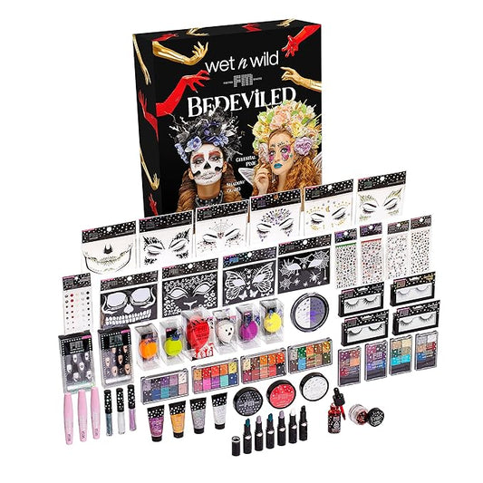 wet n wild Fantasy Makers Bedeviled Halloween PR Box - Makeup Set with Versatile Brushes, Unique Sponges,Vibrant Buildable & Blendable Palettes, & Lip Glosses for Unique Looks, Cruelty-Free & Vegan-VivaGrace Women