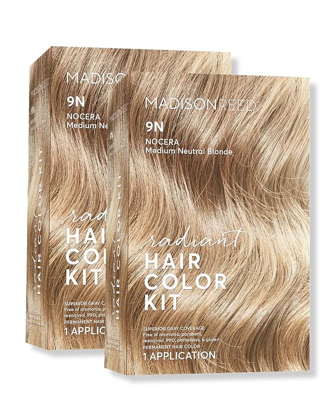 Madison Reed Radiant Hair Color Kit | 9N Medium Neutral Blonde (Nocera Blonde) for 100% Gray Hair Coverage | Salon Quality Permanent Hair Dye | PPD-Free & Ammonia-Free | (Packaging May Vary) 2 Pack-VivaGrace Women