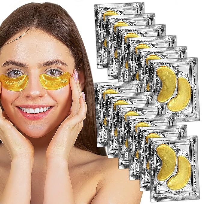 Under Eye Anti-Aging Eye Mask Collagen Patch Treatment for Minimizing Wrinkles, Puffy Eyes, Eye Bags, Dark Circles, Fine Lines Under the Eye, Looking Less Tired, Revitalizing, Moisturizing and Refreshing Your Skin 12 Pairs (Gold)-VivaGrace Women