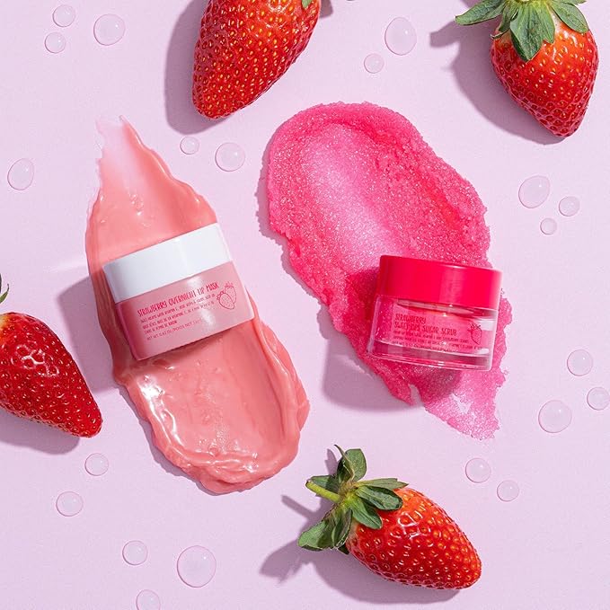 W7 Sweet Dreams Lip Scrub & Overnight Lip Mask Duo - 2Pcs Set - Strawberry Flavour - Exfoliate, Condition, Soothe & Hydrate-VivaGrace Women