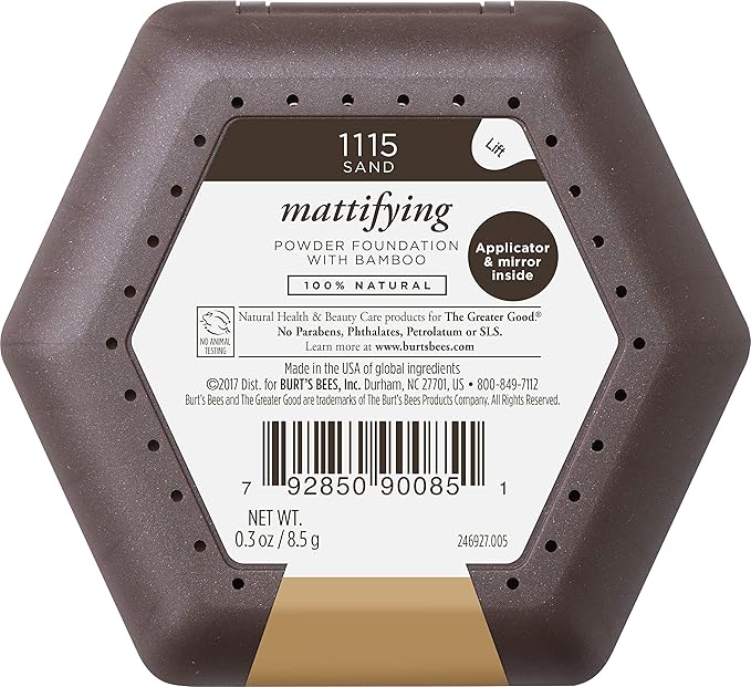 Burts Bees 100% Natural Mattifying Powder Foundation, Sand - 0.3 Ounce (Pack of 2)-VivaGrace Women