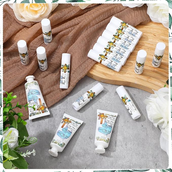 144 Pcs Christian Lip Balm Hand Cream Set Party Favors, Include 36 Bible Lip Balm 36 Moisturizing Hand Cream 36 Bags 36 Cards and Ropes for Accessories Gifts (Biblical, Cross)-VivaGrace Women
