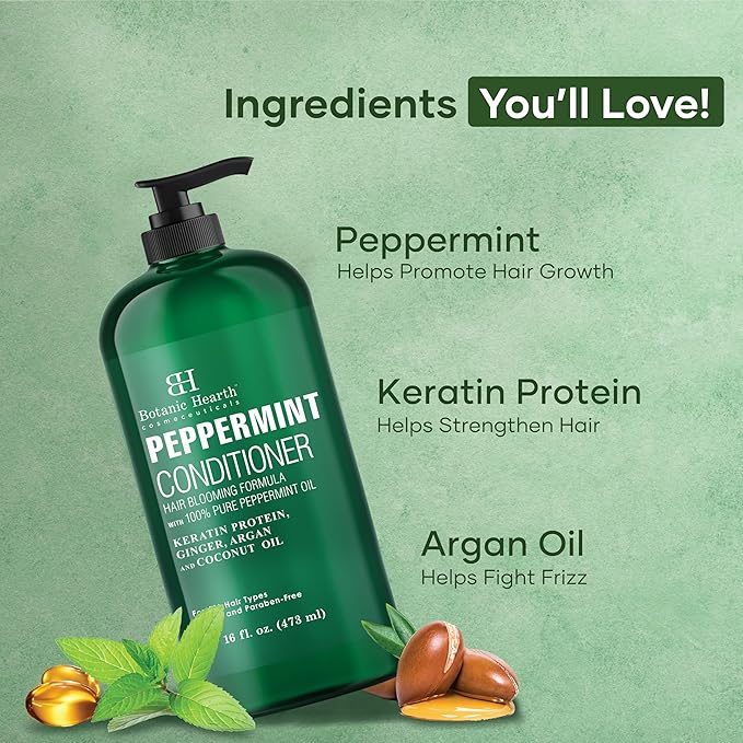 Botanic Hearth Peppermint Hair Conditioner | Hair Conditioner For Dry Damaged And Color Treated Hair | Volumizing Conditioner For Fine & Thin Hair | Paraben & Sulfate Free | Men & Women | 16 Fl Oz-VivaGrace Women