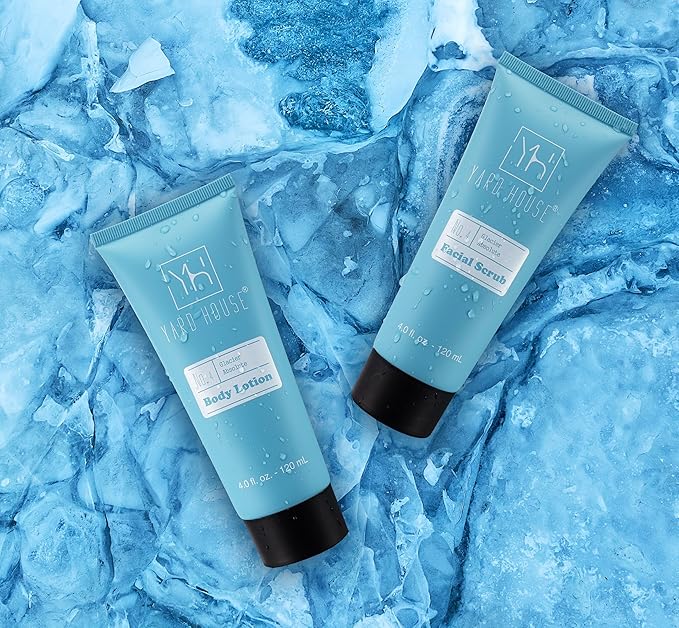 Bath and Body Mens Gift Set - Glacier Absolute - Premium Fathers Day Birthday Christmas Gifts Ideas For Him - Skin Care Kits For Men in Leather Toiletry Bag w. Full Size Items-VivaGrace Women