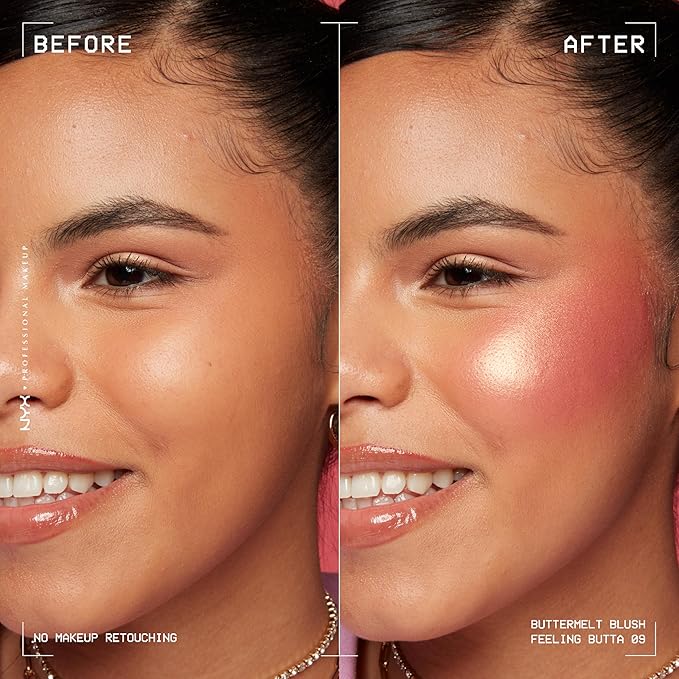 NYX PROFESSIONAL MAKEUP Buttermelt Powder Blush, Fade and Transfer-Resistant Blush, Up to 12HR Make Up Wear, Vegan Formula - Feeling Butta-VivaGrace Women