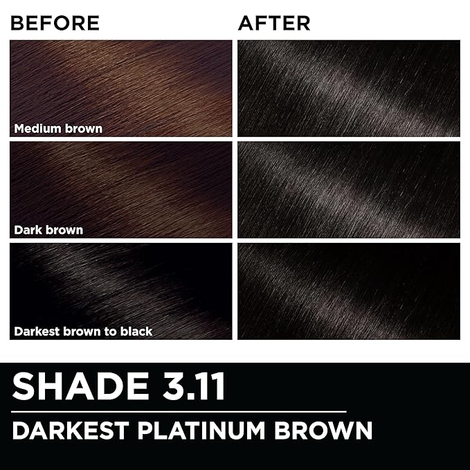 Garnier Hair Color Olia Ammonia-Free Brilliant Color Oil-Rich Permanent Hair Dye, 3.11 Darkest Platinum Brown, 1 Count (Packaging May Vary)-VivaGrace Women