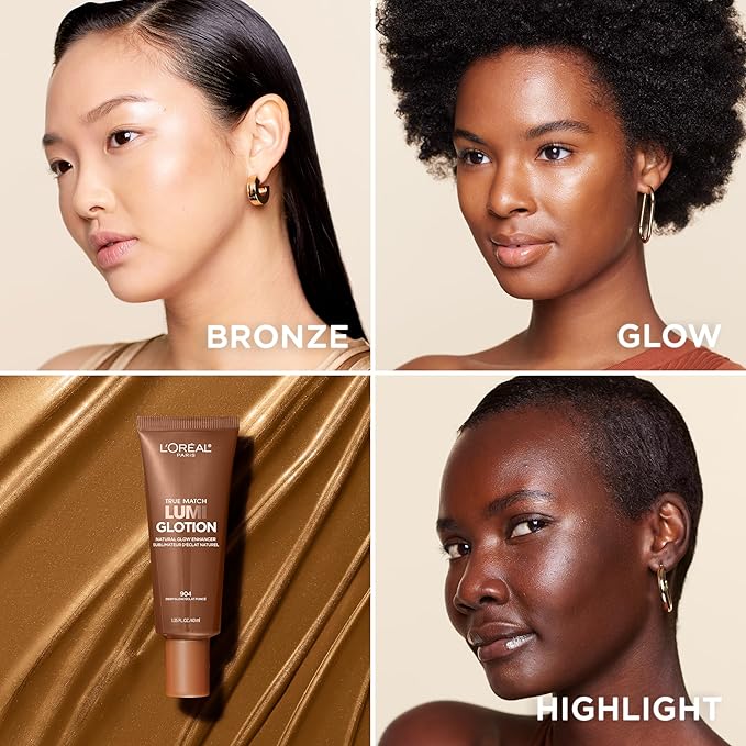L'Oreal Paris Makeup True Match Lumi Glotion, Natural Glow Enhancer, Illuminator Highlighter, Bronzing Drops For a Sun-Kissed Glow, 904 Deep-VivaGrace Women