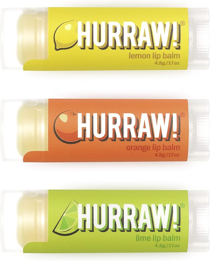 Hurraw! Lemon, Orange, Lime Lip Balms, 3 Pack Bundle: Organic, Certified Vegan, Cruelty and Gluten Free. Non-GMO, 100% Natural Ingredients. Bee, Shea, Soy and Palm Free. Made in USA-VivaGrace Women