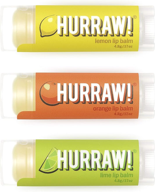 Hurraw! Lemon, Orange, Lime Lip Balms, 3 Pack Bundle: Organic, Certified Vegan, Cruelty and Gluten Free. Non-GMO, 100% Natural Ingredients. Bee, Shea, Soy and Palm Free. Made in USA-VivaGrace Women