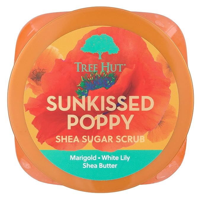 Tree Hut Sunkissed Poppy Shea Sugar Scrub | Exfoliating Body Scrub Removes Dead, Dry Skin for a Soft & Hydrated Feel | Nourishing Essential Body Care | 18 fl oz.-VivaGrace Women