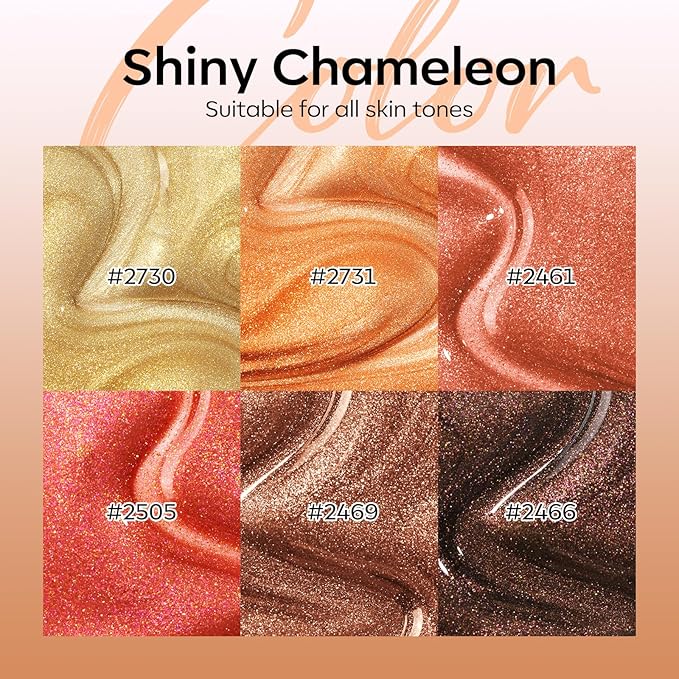 modelones Chameleon Gel Nail Polish Set, 6 Colors Fall Gel Polish Kit Glitter Shimmer Brown Orange Yellow Soak Off LED Nail Lamp Home Gift DIY Salon For Women Girl-VivaGrace Women