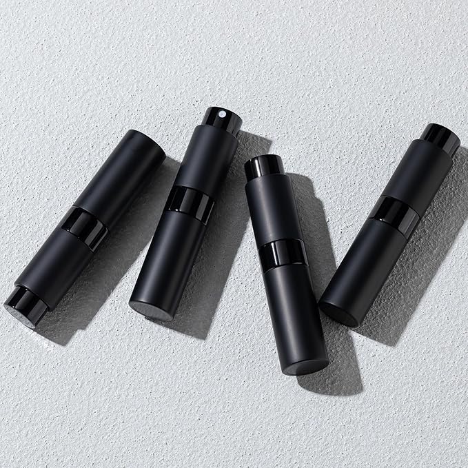 Travel Perfume Bottle Refillable - Cologne Spray Atomizer Mini - Small Travel Size Sprayer Empty for Refill Sample Container - Portable Fragrance Decant Dispenser for Men Women 8ml 4PCS Black-VivaGrace Women