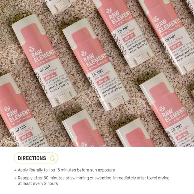 Raw Elements Organic Pink Lip Shimmer Zinc Oxide SPF 30+, 0.15oz-VivaGrace Women