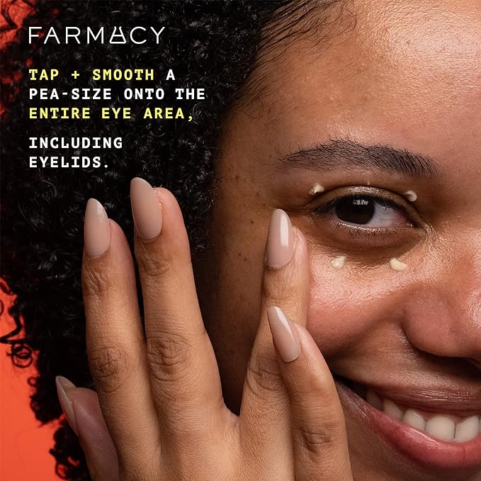 Farmacy Brightening Eye Cream - Wake Up Honey Under Eye Cream for Dark Circles + Puffiness - Caffeine Eye Cream Enriched with Vitamin C + Cranberry Peptide to Smooth Wrinkles Over Time (15ml)-VivaGrace Women