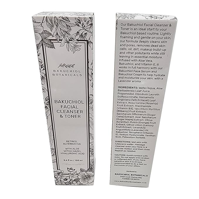 Bakuchol Botanicals Gift Set with Travel Case, Includes Face Serum, Toner & Cleanser All-in-One, Eye Cream, Moisturizer-VivaGrace Women