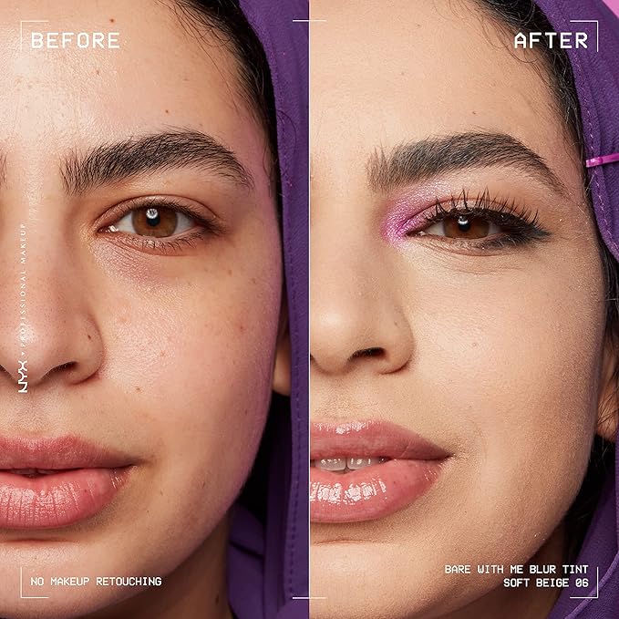 NYX PROFESSIONAL MAKEUP Bare With Me Blur Skin Tint Foundation Make Up with Matcha, Glycerin & Niacinamide - Soft Beige-VivaGrace Women