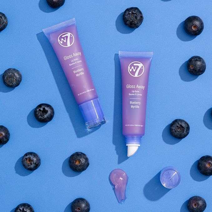 W7 Gloss Away Lip Balm - 2 Piece Set - Nourishing Lip Balm Formula With Shea Butter - Blueberry-VivaGrace Women