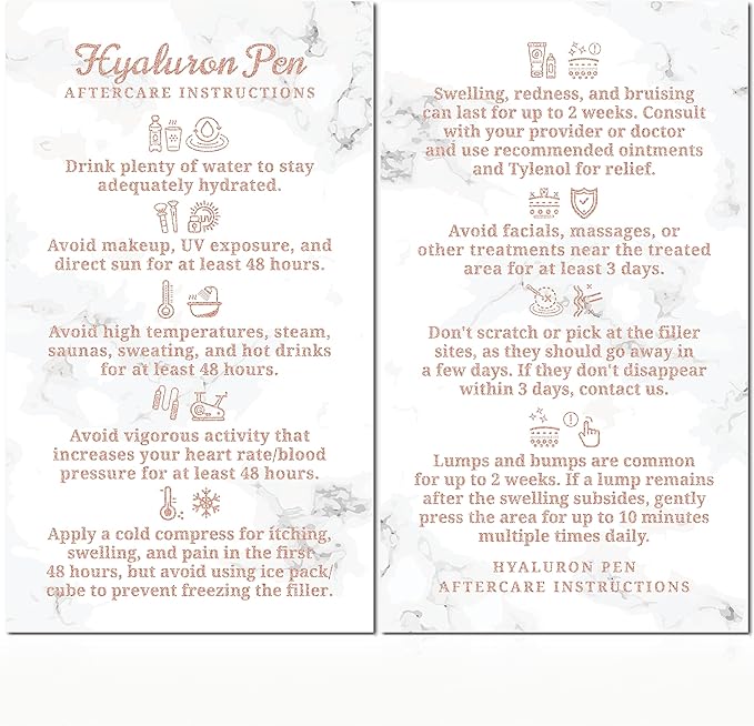 100 Pack - Premium Hyaluron Pen Lip Filler Aftercare Instructions Card 2 x 3.5" Accessories Supplies Kit Care - HP21A100_N-VivaGrace Women