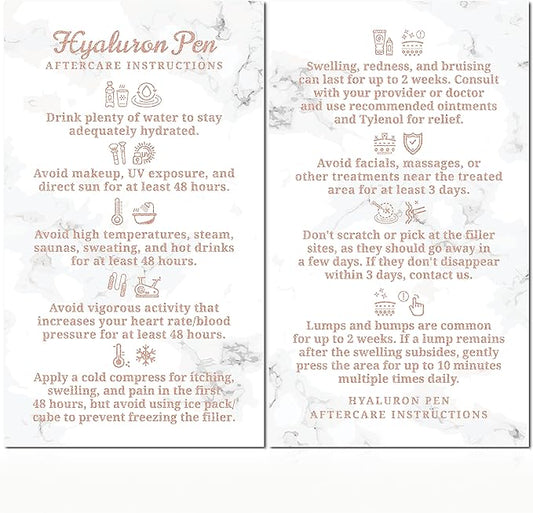 100 Pack - Premium Hyaluron Pen Lip Filler Aftercare Instructions Card 2 x 3.5" Accessories Supplies Kit Care - HP21A100_N-VivaGrace Women