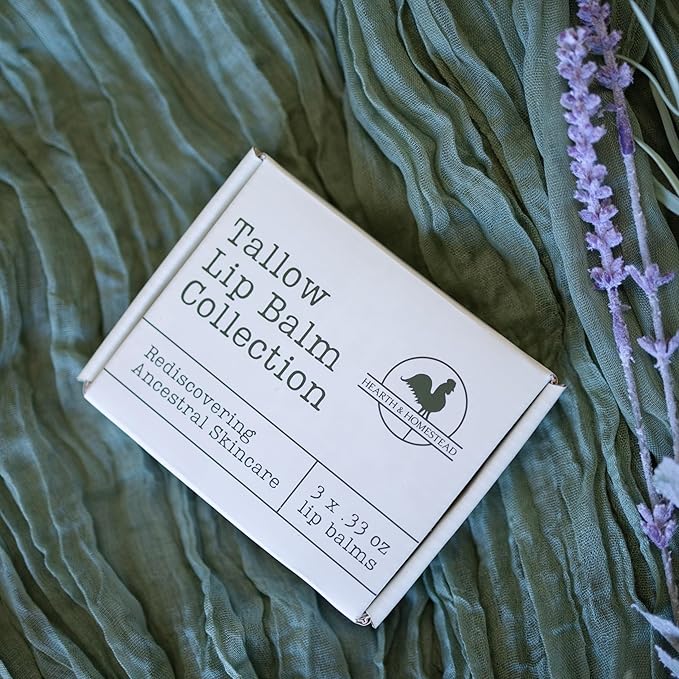 Handmade Tallow Lip Balm Collection: Unscented/Peppermint/Lavender-Spearmint (3x .33 oz)-VivaGrace Women