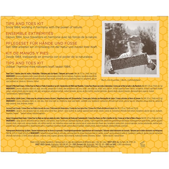 Burt's Bees Back to School Gifts Ideas, 6 Body Care College Dorm Products, Tips and Toes Set - Pomegranate Moisturizing Lip Balm, 2 Hand Creams, Foot Cream, Cuticle Cream & Hand Salve-VivaGrace Women