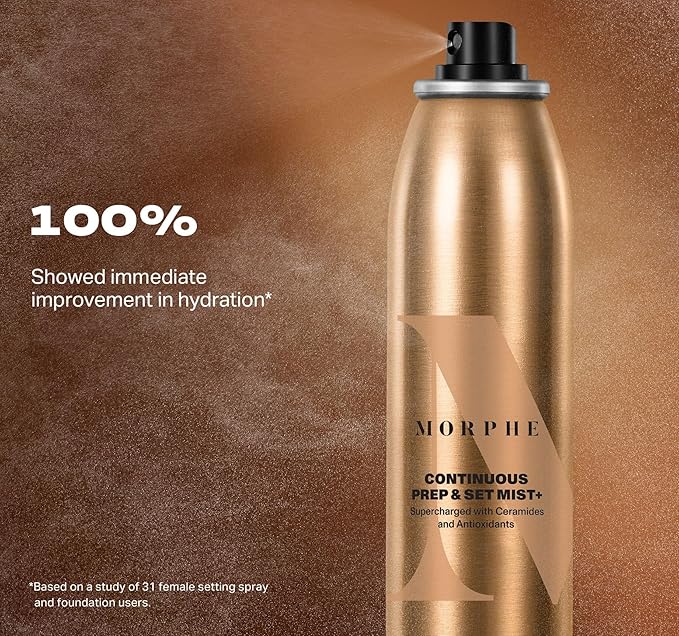 Morphe Mini Continuous Prep & Set Setting Spray - Hydrating Setting Spray for Makeup & Skin Prep - Enriched with Ceramides and Antioxidants for a Radiant Finish (3 Count, 1.3 fl oz)-VivaGrace Women