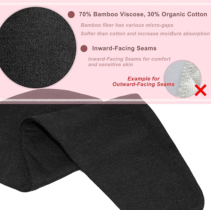 KimYoung Bra Liners for Sweat, Black, Breast Sweat Wicking Pads, Viscose Made from Bamboo & Organic Cotton Blend, 3PCS-VivaGrace Women