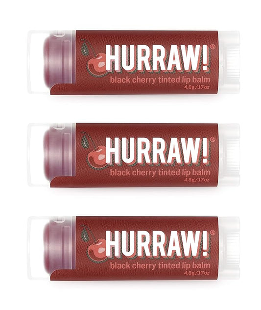 Hurraw! Black Cherry Tinted Lip Balm, 3 Pack: (Sheer Red Tint) Organic, Certified Vegan, Cruelty and Gluten Free. Non-GMO, 100% Natural Ingredients. Bee, Shea, Soy and Palm Free. Made in USA-VivaGrace Women