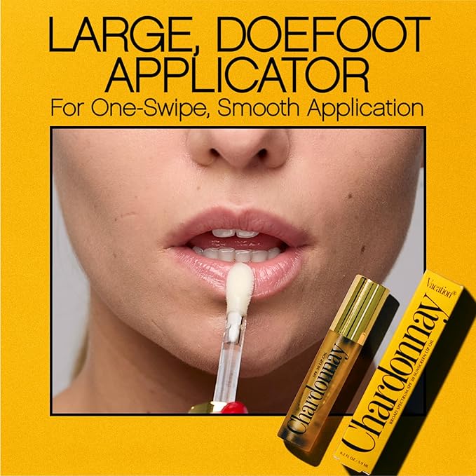 Vacation Chardonnay Lip Oil SPF 30, Sunscreen for Lips, Hydrating Lip Oil, Caramel Vanilla Flavored Lip Gloss, Clear Plumper, Non-Sticky Lip Balm with SPF 30, Vegan, 0.2 Fl. Oz.-VivaGrace Women