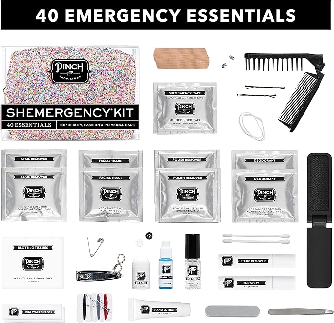Pinch Provisions Shemergency Kit for Her, 40 Emergency Essential Items, Compact, Multi-Functional Pouch, Gift for Women, Birthday, Bachelorette Parties, and More!-VivaGrace Women