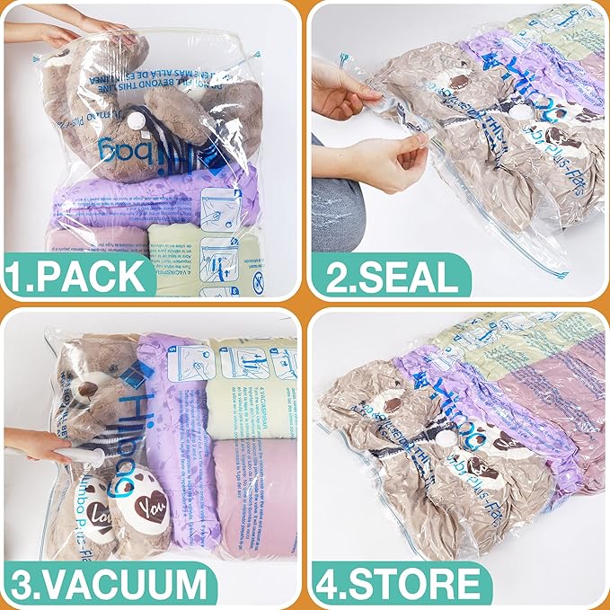 XXL Jumbo 47''X35'' Vacuum Storage Space Saver Bags Extra Large for Blanket, Bedding, Comforters (8 Pack)-VivaGrace Women