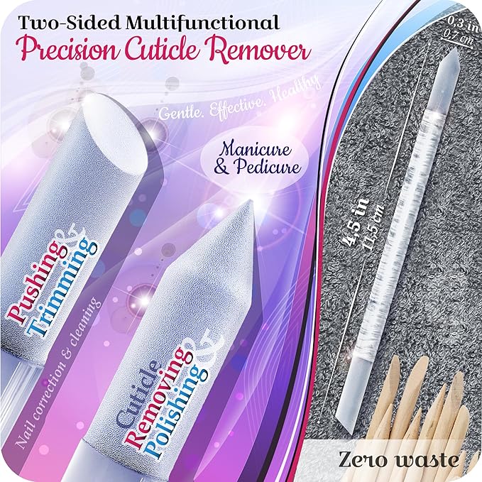 Genuine Czech Glass Nail File Set by GLADZY - Callus Remover Foot Rasp, Cuticle Pusher Manicure Stick, Double Sided Etched Different Grit Surface, Professional Nail Care Tool Kit, Made in EU-VivaGrace Women