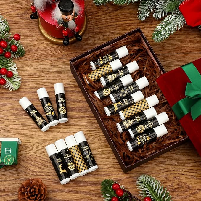 48 Pcs Lip Balm Bulk Gift Christmas Black Gold Lip Balms Christmas Lips Care Products, Lip Moisturizer Treatment for Christmas Stocking Stuffers, Appreciation Gifts for Women Girls Employee-VivaGrace Women