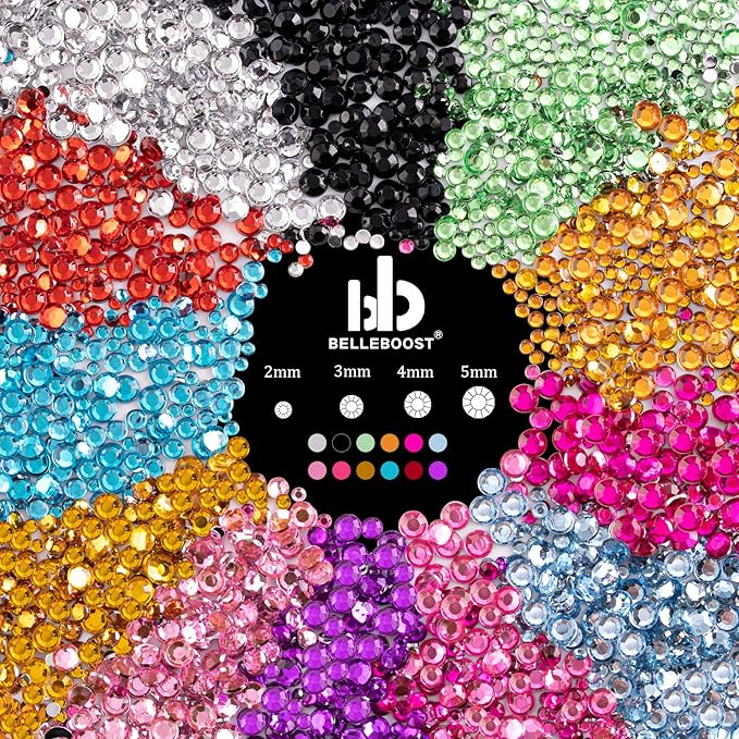Flat Back Rhinestone Kits Colorful Rhinestones+Crystal AB Gems With Quick Dry Glue+Picker Pencil+Tweezer For Nail Art And Face Make-up-VivaGrace Women