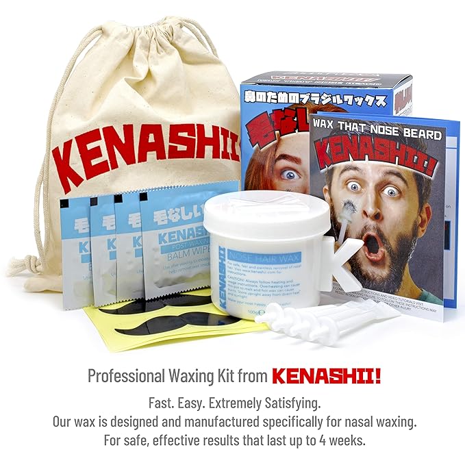 KENASHII Nose Wax Kit | 100 g Wax, 24 Applicators | Hair Removal Kit for Men and Women | Includes Balm Wipes and Mustache Guards | Lasts up to 5 Weeks-VivaGrace Women