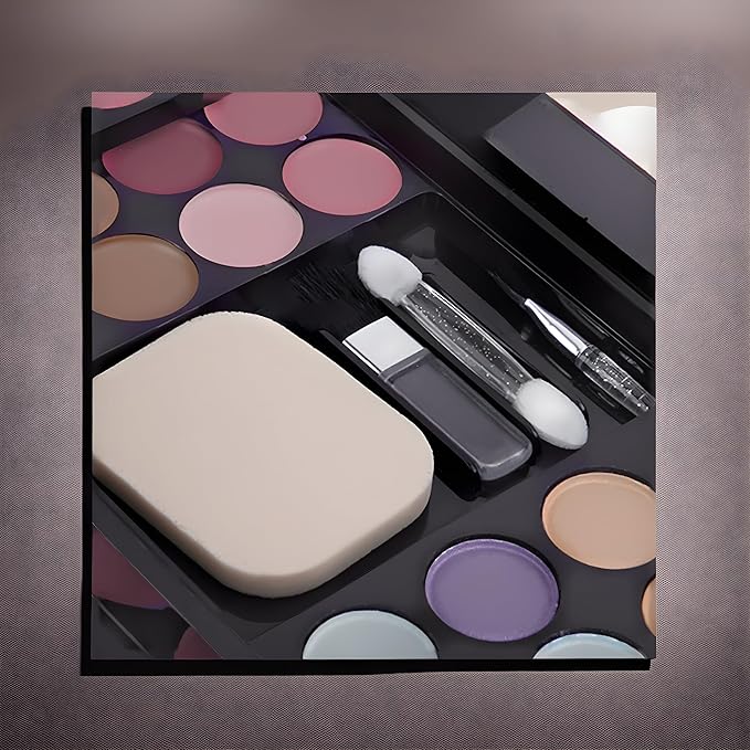Ladies vegan girl makeup kits all in one box set cosmetic Eye shadow Palette matte gift makeup kit full blush makeup set (Multi Colored)-VivaGrace Women