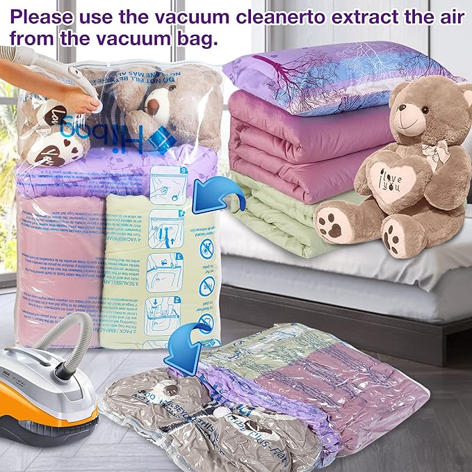 XXL Jumbo 47''X35'' Vacuum Storage Space Saver Bags Extra Large for Blanket, Bedding, Comforters and Huge Stuffed Toy (6 Pack)-VivaGrace Women