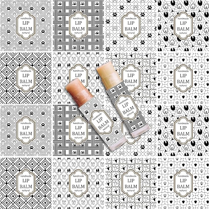 CRASPIRE 80Pcs 8 Styles Lip Balm Sticker Vintage Pattern Self-Adhesive Homemade Lip Balm Labels Vintage Square DIY Label Stickers for Lip Balm Containers Cosmetics Lipsticks-VivaGrace Women