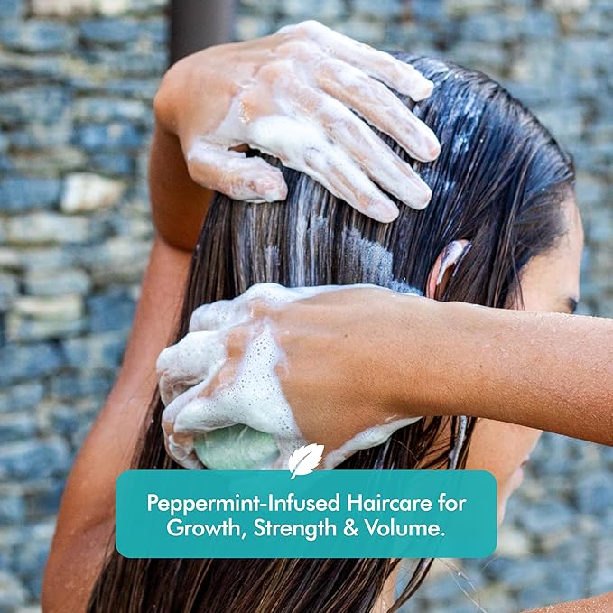 Castor Oil Shampoo & Conditioner Bar Set Bundle – With Peppermint Essential Oils & Biotin – Nourishing, Volumizing & Strengthening – Plastic-Free, Frizz Control – 7.8oz-VivaGrace Women