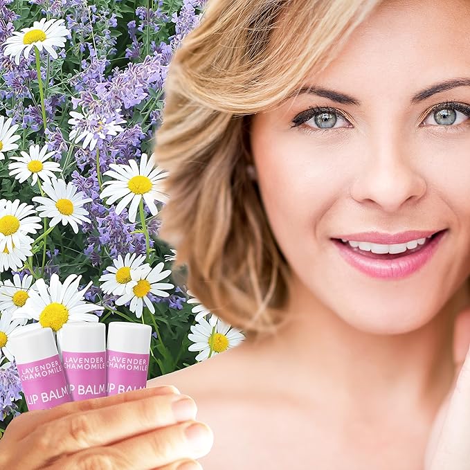 Vegan Lip Balm by PURE + SIMPLE Lavender Chamomile Lip Balm Collection, Cruelty Free Chapstick, Moisturize Dry, ed, or Chapped, Lips, 5 Tube Set.-VivaGrace Women