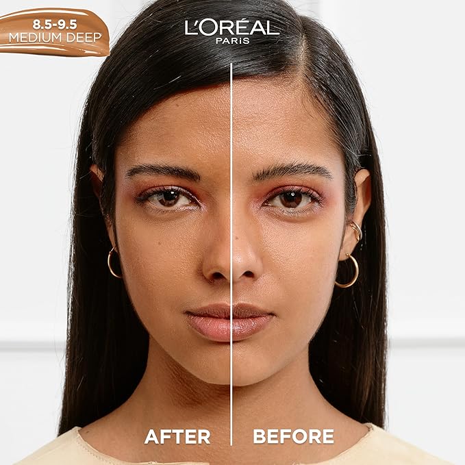 L'Oreal Paris True Match Nude Hyaluronic Tinted Serum Foundation with 1% Hyaluronic acid, Medium Deep 8.5-9.5, 1 fl. oz.-VivaGrace Women