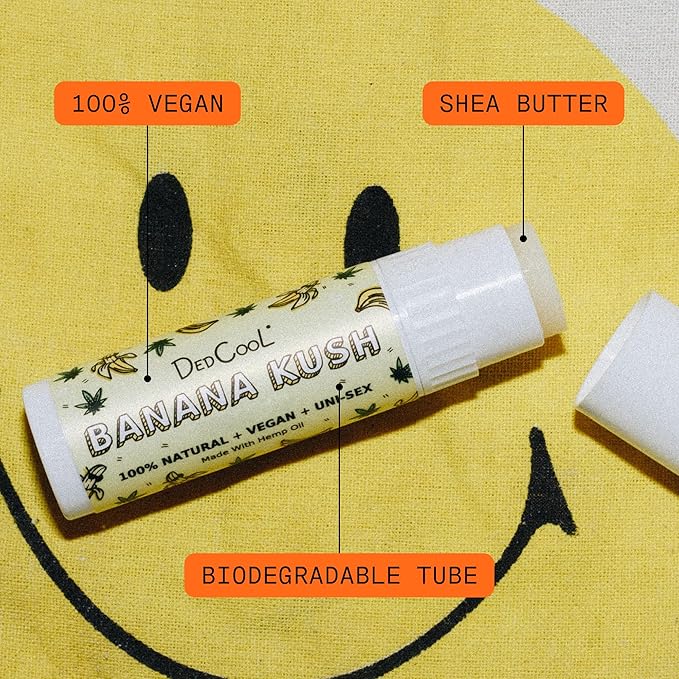 DedCool Lip Balm Stick (Banana Kush) Jumbo, Vegan, Flavored, Coconut Oil Lip Balm, Long Lasting, Moisturization, Hydrates Dry & Chapped Lips, Vegan, Natural, Clean, Non-Toxic, Fragrance For All-VivaGrace Women