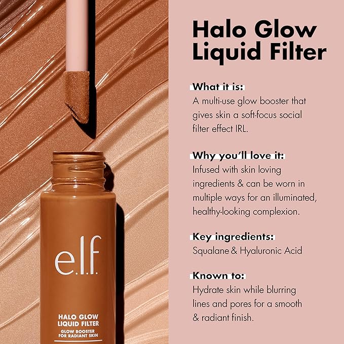 e.l.f. Halo Glow Liquid Filter, Complexion Booster For A Glowing, Soft-Focus Look, Infused With Hyaluronic Acid, Vegan & Cruelty-Free, 0 Fair-VivaGrace Women