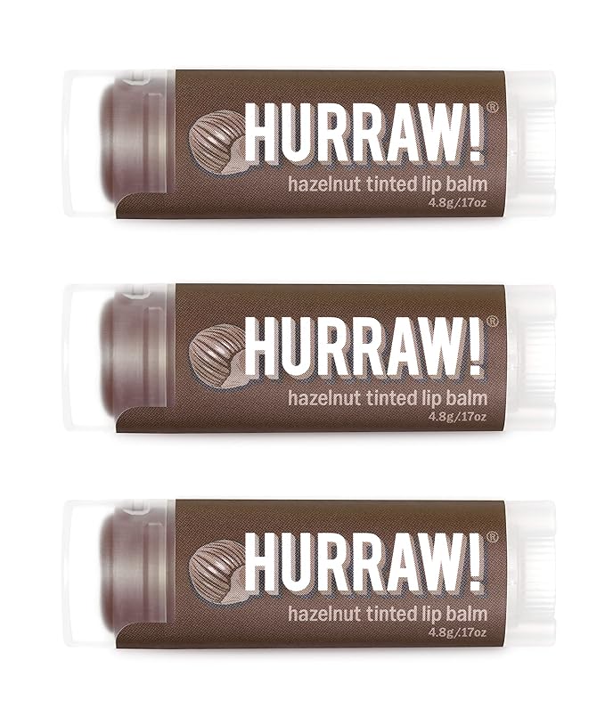 Hurraw! Hazelnut Tinted Lip Balm, 3 Pack: (Sheer Brown Tint) Organic, Certified Vegan, Cruelty and Gluten Free. Non-GMO, 100% Natural Ingredients. Bee, Shea, Soy and Palm Free. Made in USA-VivaGrace Women
