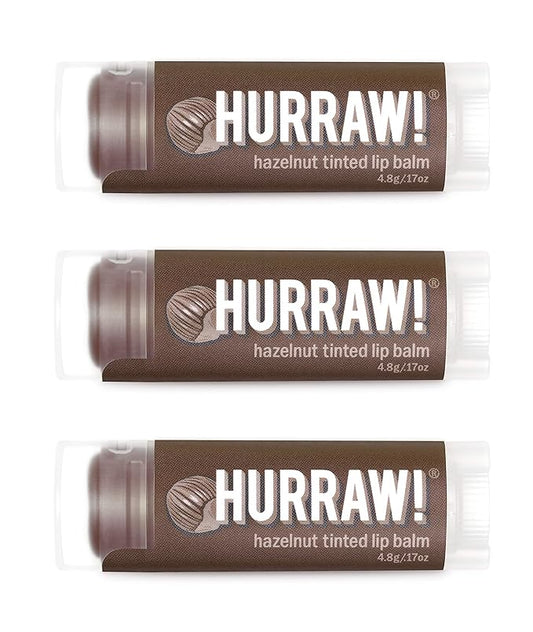 Hurraw! Hazelnut Tinted Lip Balm, 3 Pack: (Sheer Brown Tint) Organic, Certified Vegan, Cruelty and Gluten Free. Non-GMO, 100% Natural Ingredients. Bee, Shea, Soy and Palm Free. Made in USA-VivaGrace Women