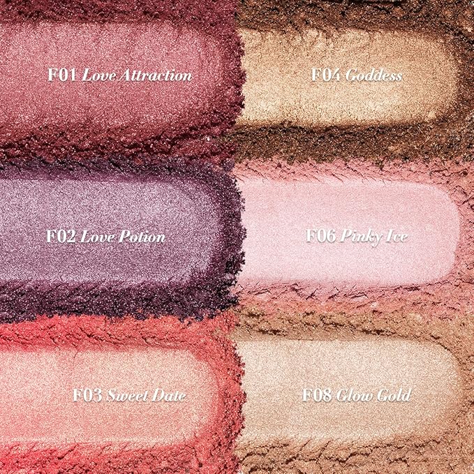 Oulac Shimmery Blush Makeup| 2 in 1 Powdery Cream Blush & Highlighter| Golden Hour Makeup Bronzer Illuminating | Rich Colors &Blendable | Vegan & Cruelty-Free| F08 Glow Gold 4.8g-VivaGrace Women